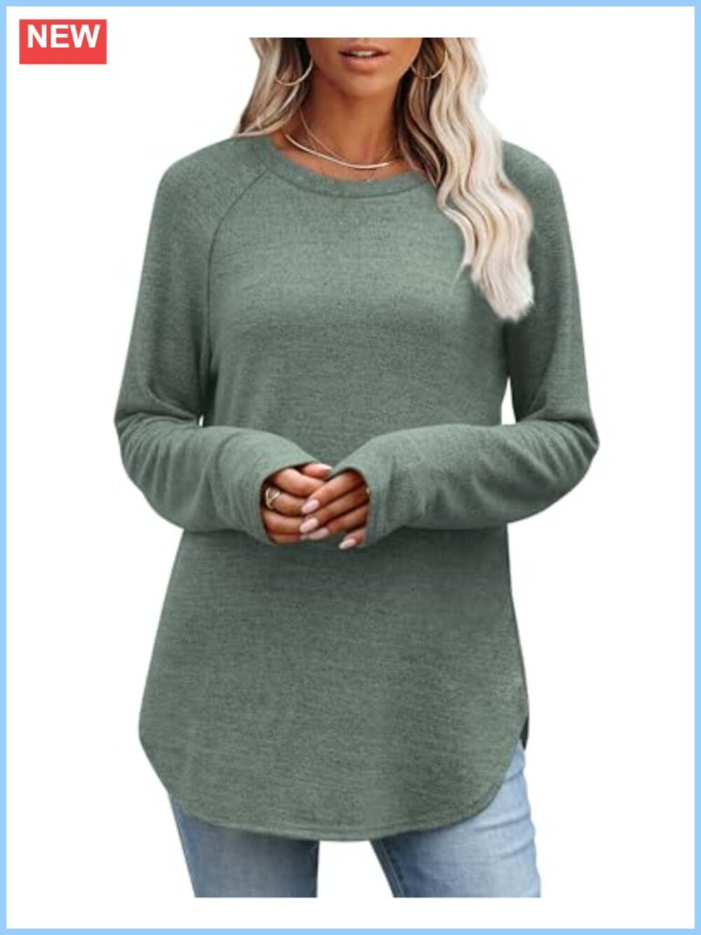 Women's Long Sleeve Fleece Tunic Top Loose Fit Pullover Sweater